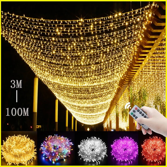 Led String Fairy Lights Christmas Chain Garland 2M-100M Outdoor Waterproof for 2026 Holiday Party Ramadan Wedding Decoration