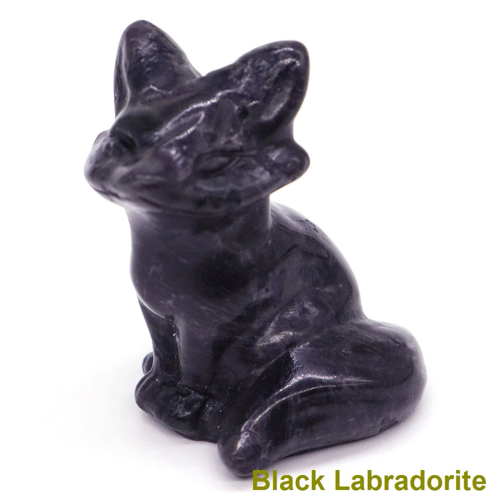 Wholesale Lots 1.5" Fox Statue Natural Stone Crystal Reiki Healing Quartz Gemstone Animal Figurine Crafts Home Decor Gifts