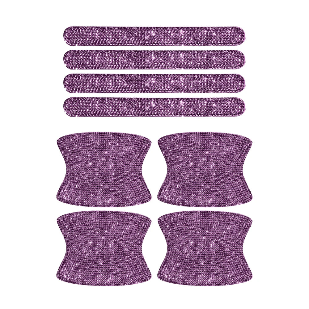 8PCS Universal Car Door Handle Sticker Decal Warning Diamond Auto Strip Driving Safety Bling Car Accessories for Girls Wholesale