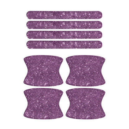 8PCS Universal Car Door Handle Sticker Decal Warning Diamond Auto Strip Driving Safety Bling Car Accessories for Girls Wholesale