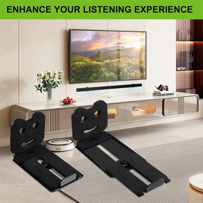 2PCS Adjustable Soundbar Mount Universal Speaker Wall Mount Floating Rack Length Adjustable 3.4''-5.2'' Removable and Lockable
