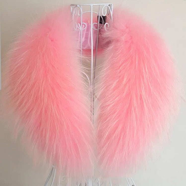 Real Raccoon Fur Collar Women Natural Fur Scarf  Winter Large Size Warm Wraps  Furry Fur Scarves for Coat Jackets Collars