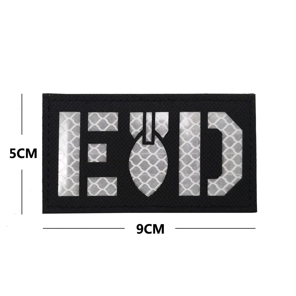 Outdoor Bag Accessories EOD English Pattern Embroidery + Reflective PVC Armband Morale Backpack Hook and Loop Patch