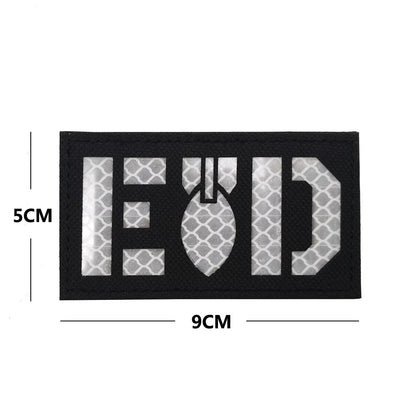 Outdoor Bag Accessories EOD English Pattern Embroidery + Reflective PVC Armband Morale Backpack Hook and Loop Patch