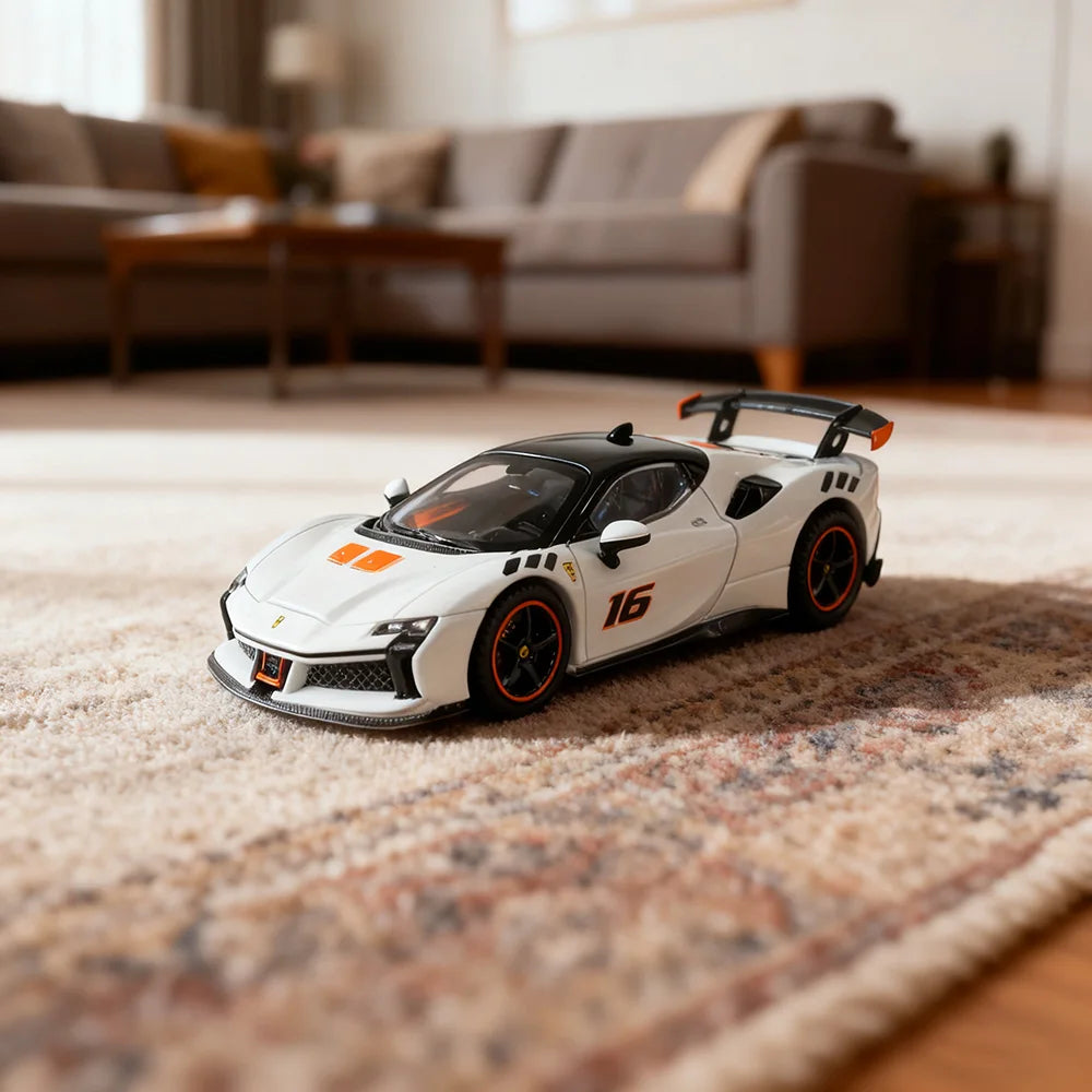 1:64 Diecast Alloy Supercar Model SF90-Style High-Simulation Mini Vehicle New Arrival Collectible Display Gift Toy