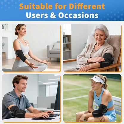 Cordless Electric Heated Massage Elbow Brace 5 Levels Hot Compress Elbow Vibration Massager for Tennis Sport Arm Muscle Joint
