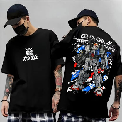 2026 New Japanese Anime Mech Series "Mobile Suit Gundam Summer Short sleeved Printed T-shirt for Men and Women"