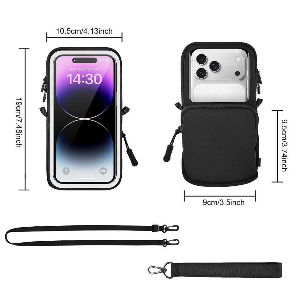 Haissky New Touch Screen Phone Bag For iPhone 17 16 15 14 13 Pro Max Air Plus With Adjustable Crossbody Lanyard Storage Pouch