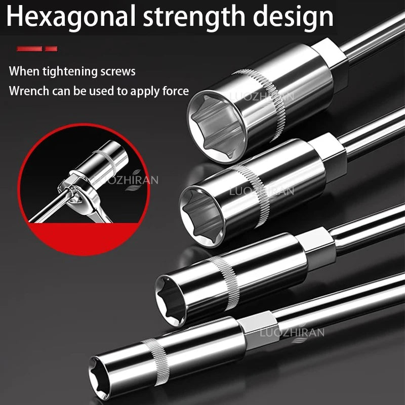 6-19mm T-Handle Socket Wrench Extended Hex Spanner Industrial Grade T-Shape Hand Tool for Car Bike Machinery Repair Household