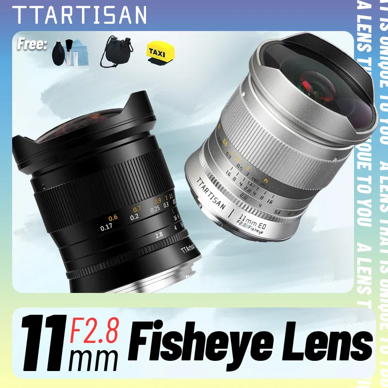 TTArtisan 11mm F2.8 Silver Full Frame Wide Angle Fisheye Lens for Sony E FE Nikon Z Canon EOS R Leica Sigma Lumix L DSLR Camera
