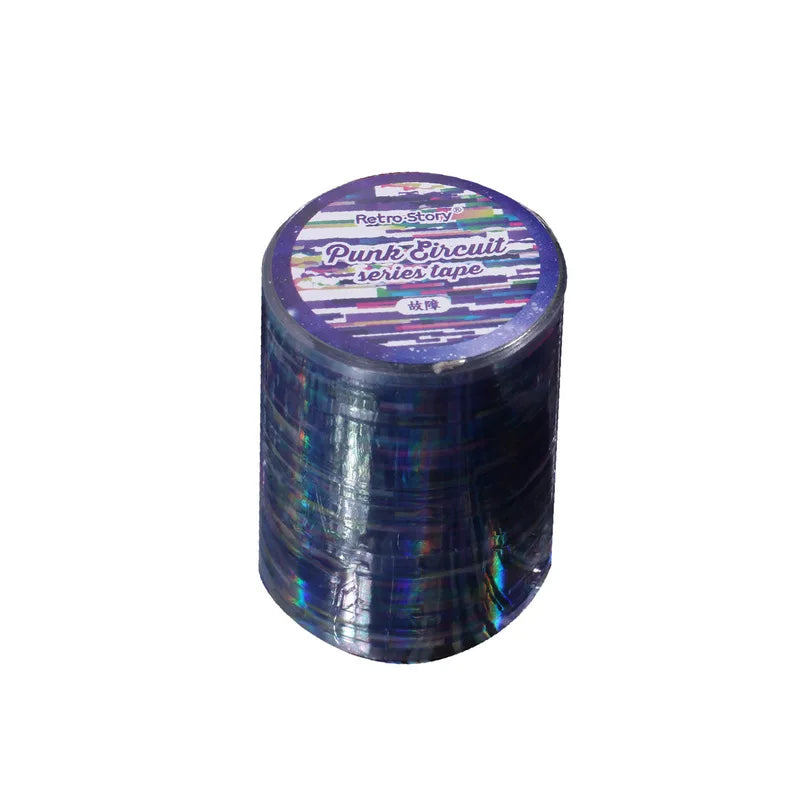 50mm*2m/1roll Punk Circuit Laser Washi Tape Stickers Holographic Cyber Decor Tape Scrapbooking DIY Journal Craft Supplies