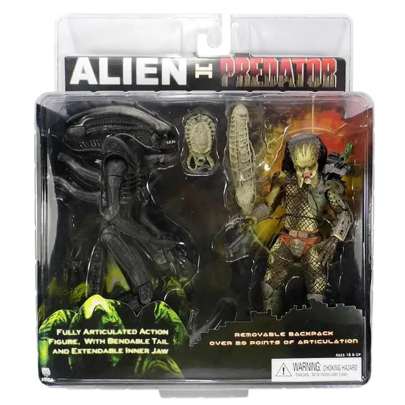 NECA Alien Vs Predator Action Figure Aliens vs Predator Grid Alien Xenomorph Translucent Model Toys 2pcs Desktop Collection Gift
