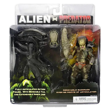 NECA Alien Vs Predator Action Figure Aliens vs Predator Grid Alien Xenomorph Translucent Model Toys 2pcs Desktop Collection Gift