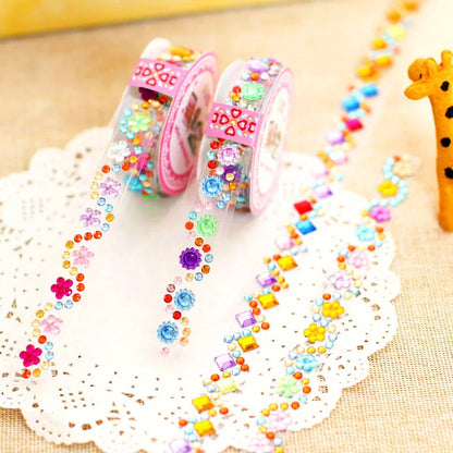 Self Adhesive Acrylic Crystal Rhinestone Diamond Stickers Tape Roll for Kids Handmade DIY Materials Album Notebook Decoration