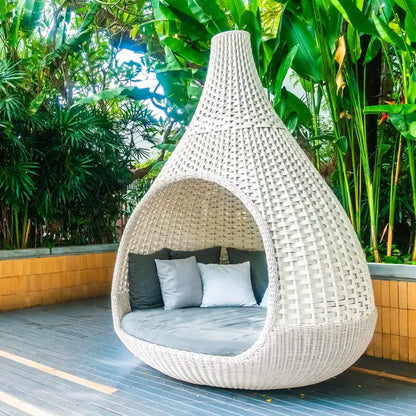 ABB  outdoor rattan bed round bed recliner Internet celebrity bed and breakfast garden hotel villa courtyard sofa