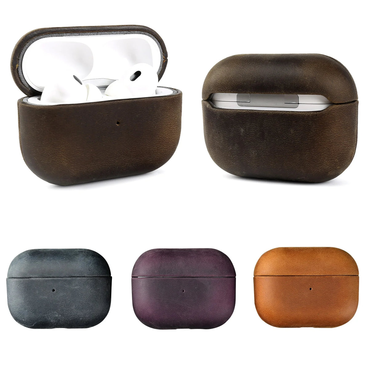 Vintage Crazy Horse Leather Case For Airpods Pro 2 Cases Airpods5 4 3 Wireless Bluetooth Headphone Earphone Box Protective Cover