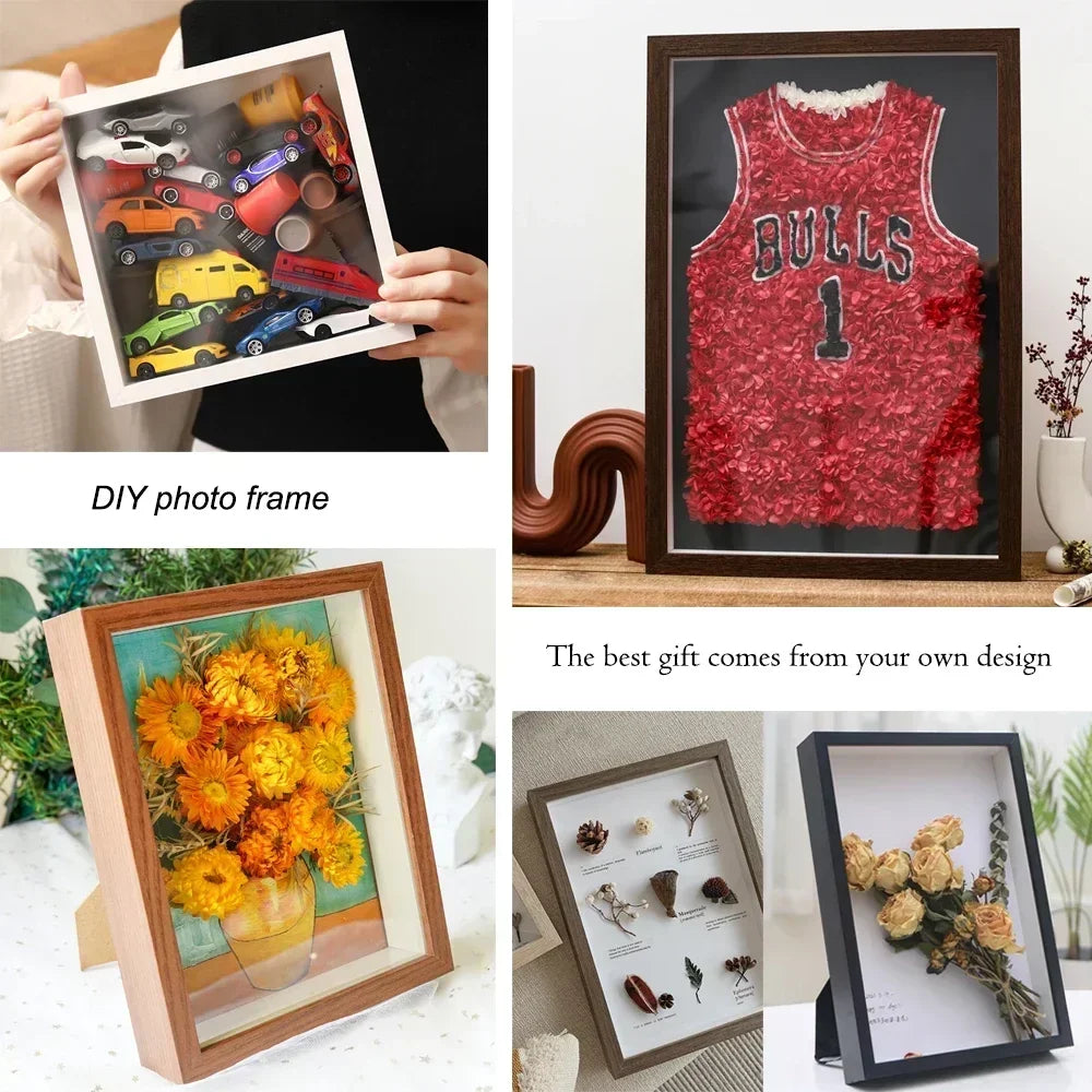 Wood Shadow Box Frame Deep 3d Photo Frame Depth 3cm Specimens Holder Pefect for Dried Flower Picture Shell Insect DIY Home Decor