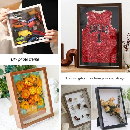 Wood Shadow Box Frame Deep 3d Photo Frame Depth 3cm Specimens Holder Pefect for Dried Flower Picture Shell Insect DIY Home Decor