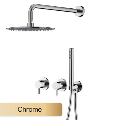 AITANA Minimalist Bathroom Brushed Nickel Shower System Wall-Mounted Modern Embedded Dual Function Rainfall And Handheld Brass