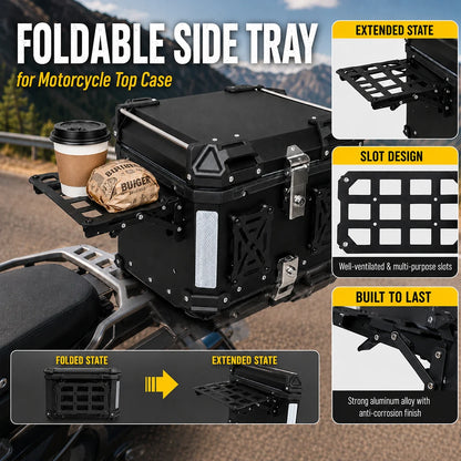 Universal Motorcycle Foldable Molle Side Panel For BMW Honda Yamaha KTM ADV Aluminum Luggage Box Storage Rack