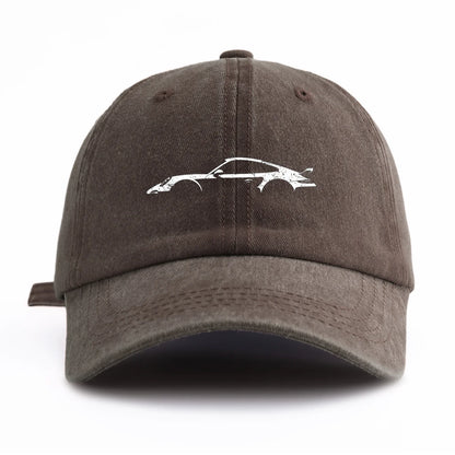1pc car Print Washed Baseball Cap for Adults,  Minimalist Retro Style Casual Soft Adjustable Dad Hat, Perfect As Gift