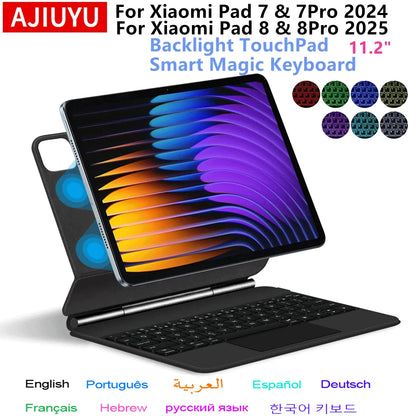 Magic Keyboard Folio For Xiaomi Pad 7 2024 Mi Pad 7 8 Pro 11.2' Tablet Smart Case For Xiaomi Pad 8 Spanish German Keyboard Cover