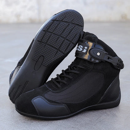 Men's Classic Motorcycle Boots Lightweight Breathable Motocross Racing Karting Shoes Motorcyclist Go-Kart Footwear