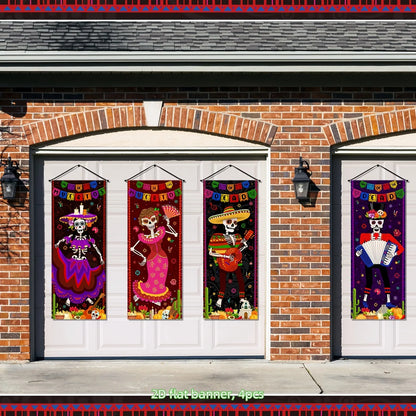Halloween Skeleton Hanging Flag banner Mexican Day of Dead Porch Door Wall Decor Yard Festive Party Supplies