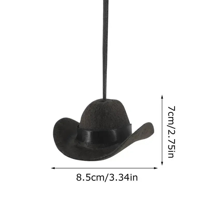 Cute Cowboy Hat Car Ornament Fabric Pendant Decor Fun Road Trip Interior Accessory for Women and Men