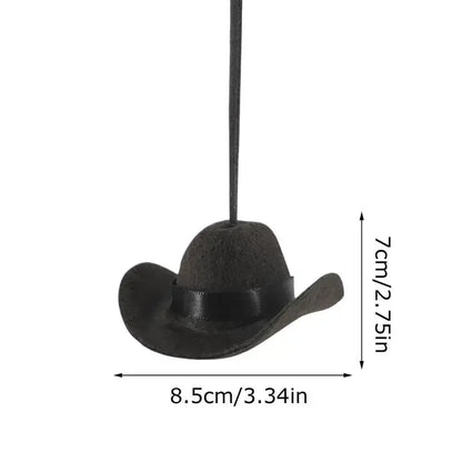 Cute Cowboy Hat Car Ornament Fabric Pendant Decor Fun Road Trip Interior Accessory for Women and Men