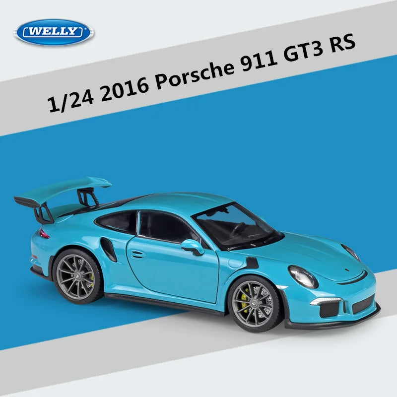 WELLY 1:24 Porsche 911 GT3 RS Alloy Sports Car Model Diecast Metal Racing Car Vehicles Model Simulation Collection Kids Toy Gift