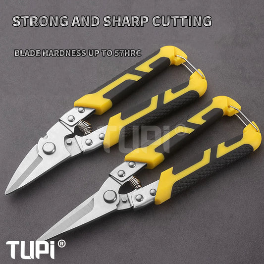 TUPI Industrial Aviation Snips Stainless Steel Cutter with Safety Lock, Metal Shears for Sheet Metal/Plant Equipment Maintenance