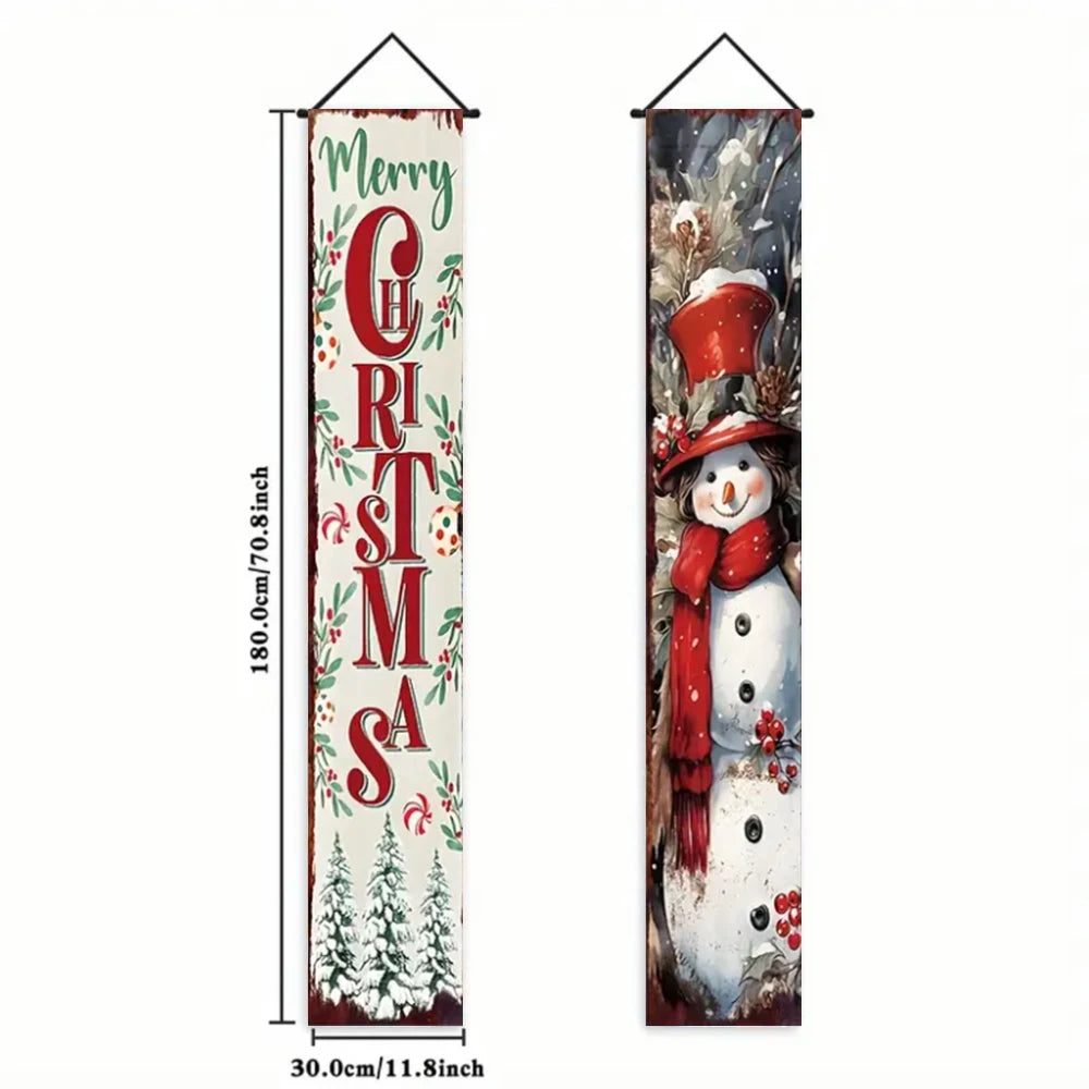 Christmas New Year Decorations Couplet Santa Snowman Door Banner For Home 2025 Xmas Hanging Ornaments Navidad Gift New Year 2026