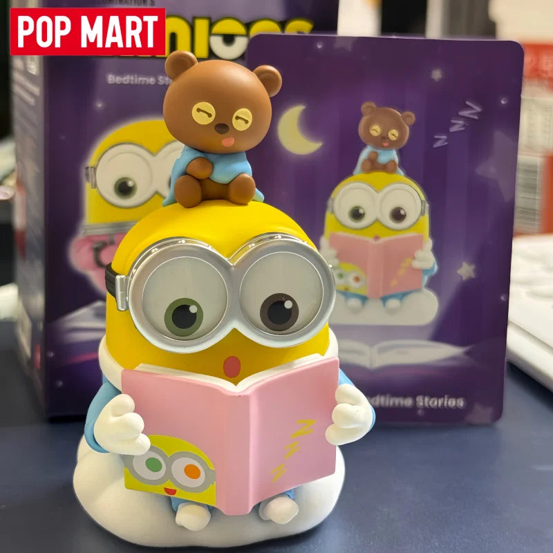 Original POP MART Minions Bedtime Stories By Bob And Tim Series Blind Box Anime Figure Mystery Box Desktop Toy Surprise Fan Gift