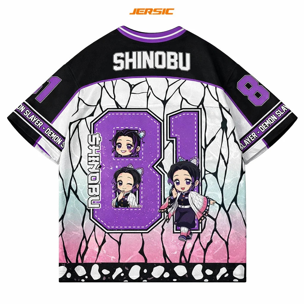 New 2026 "Devil Killer Shinobu Kocho V-neck Children/Adult Quick Drying T-shirt, Suitable for Daily and Training Wear