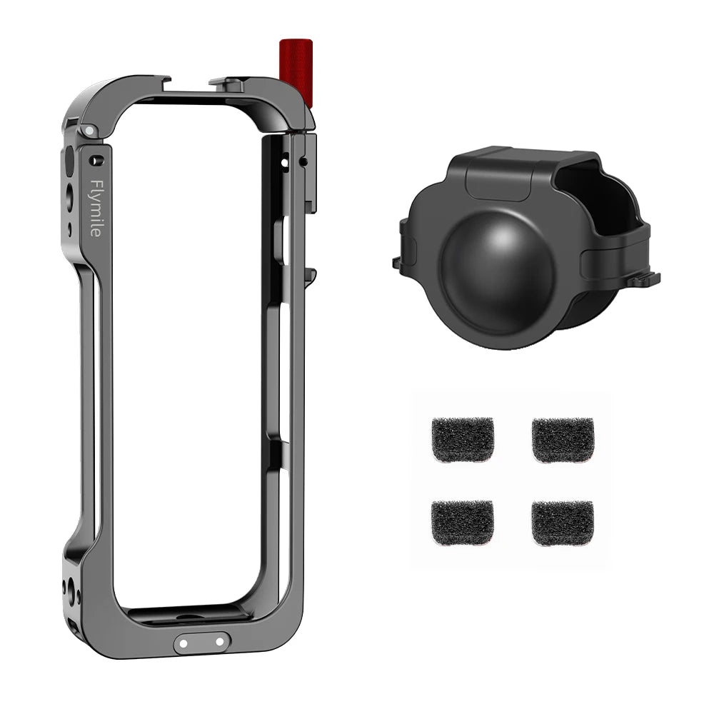 Flymile Metal Cage Protective Case for Insta360 X5 Accessories Aluminum Alloy Expansion Frame Adapter Mount with Lens Guard
