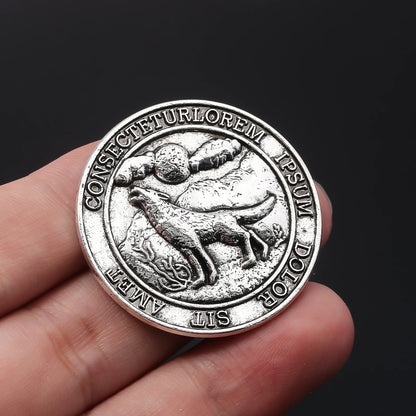 Residents Evils Commemorative Lion Badge Statue Decryption Coins Keychain RPD Raccoon City Police Station Keyring Unisex Jewelry