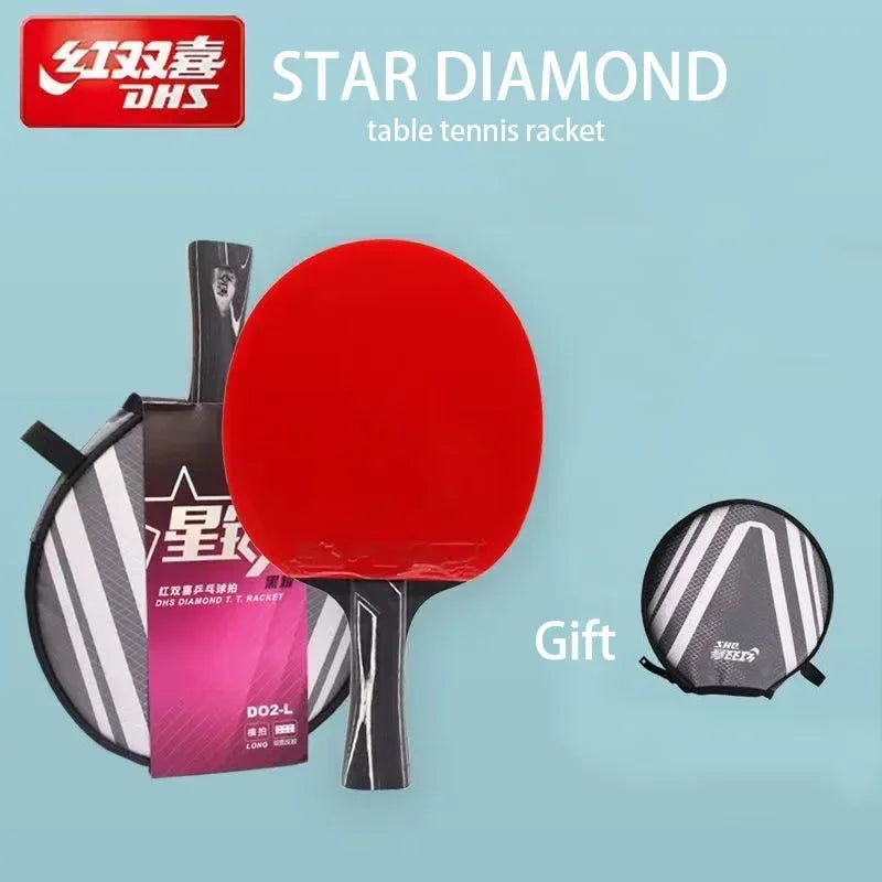 DHS DIAMOND Black 7-Ply Table Tennis Racket with Hurricane 3 Rubbers - Professional Original Ping Pong Paddle Bat