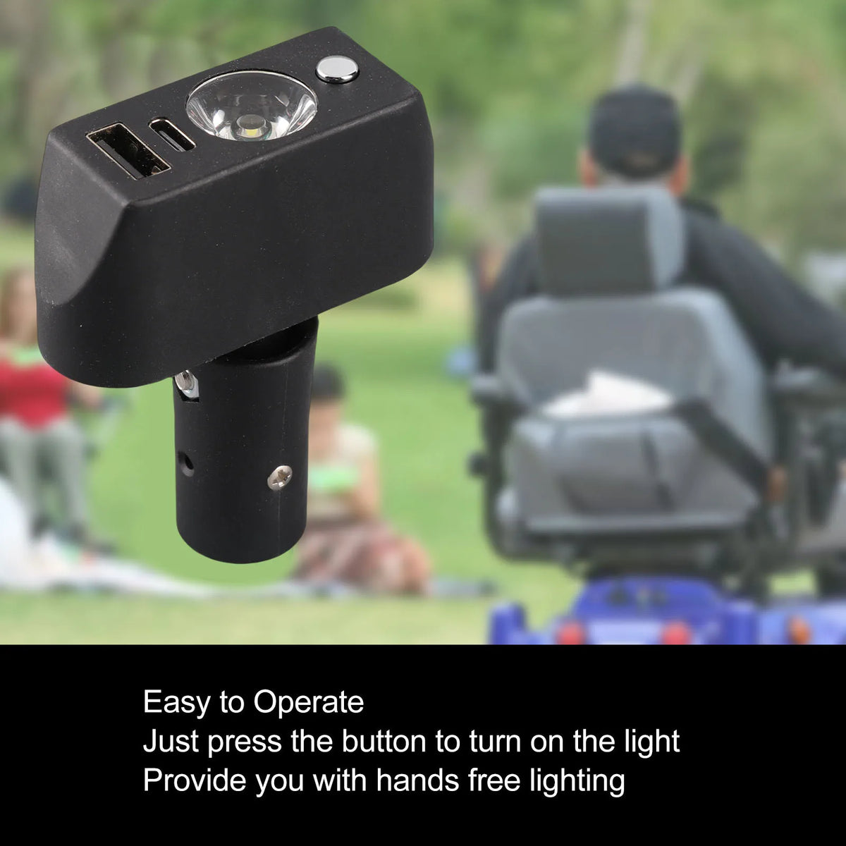 Electric Wheelchair Light 3 Pin XLR Head USB Charging Adjustable Angle LED Power Wheelchair Lighting Controller