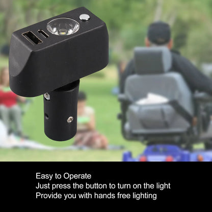 Electric Wheelchair Light 3 Pin XLR Head USB Charging Adjustable Angle LED Power Wheelchair Lighting Controller