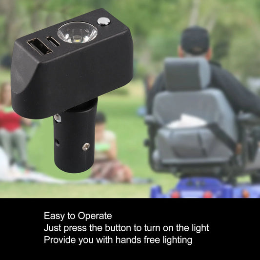 Electric Wheelchair Light 3 Pin XLR Head USB Charging Adjustable Angle LED Power Wheelchair Lighting Controller