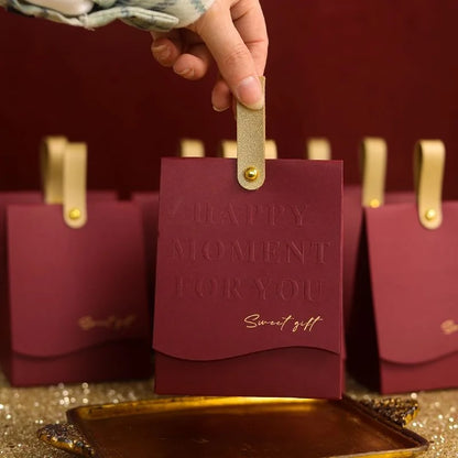 10pcs Creative Leather Portable Gift Box High-end Portable Wedding Candy Paper Box Party Packaging Supplies Paper Box