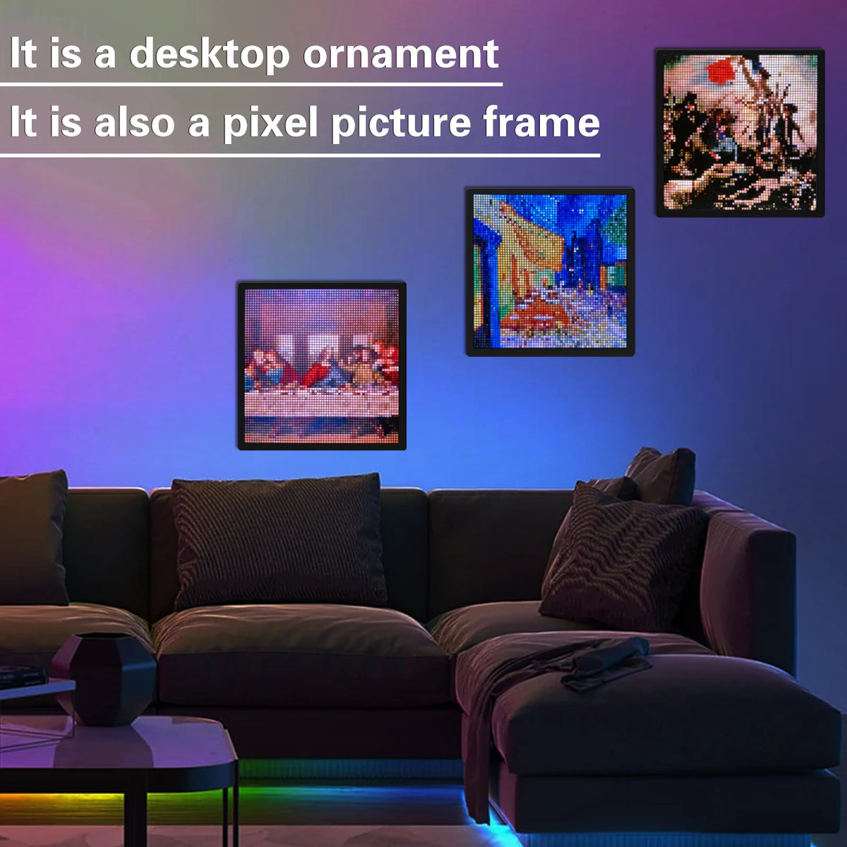 LED Pixel Display 64x64 RGB LED Matrix Panel Programmable Pixel Art Display with Bluetooth APP Control Creative Pixel Screen