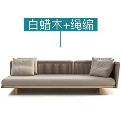 Woven Rattan Outdoor Sofa with Solid Wood Base, Weather-Resistant Patio Couch, 3-Seater Lounge Sofa for Balcony & Garden