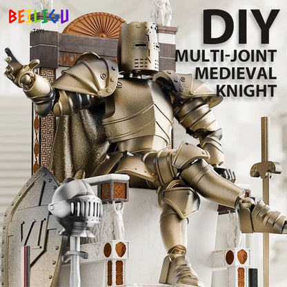 Europe Medieval Knight Multi-Joint Movable Action Figures Warrior Robot Sword Shield Assembly Toy Collection Model Holiday Gift