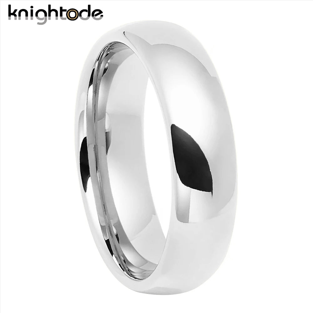 White Gold Color Tungsten Carbide Ring Simple Wedding Band Men Women Engagement Anniversary Gift Dome Polished Comfort Fit