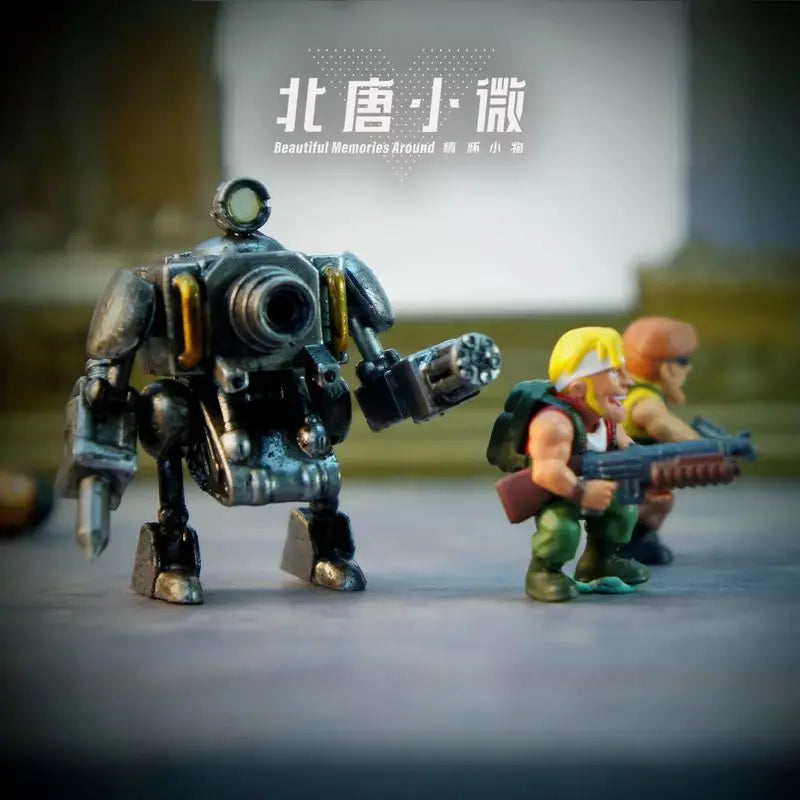 1:64 Metal Slug Genuine Tide Play Figure Snk Hand-Made Heavy Machine Gun Flame Shot Gun Doll Tank Enemy Soldier