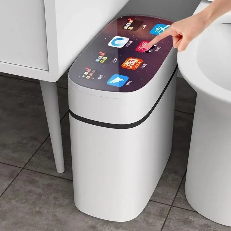 Intelligent induction trash can, automatic household living room, bathroom, electric new version, seam belt cover trash bin