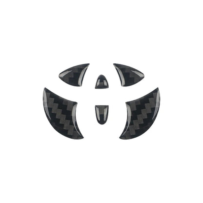 Carbon Fiber Car Steering Wheel Emblem Badge Sticker Glue Trim Decals For Toyota Corolla Rav4 CHR Auris Camry Prius Yaris