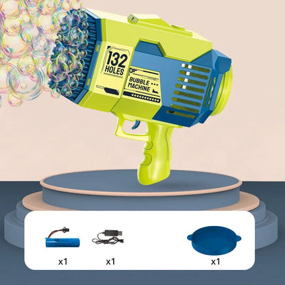 Bubble Gun Machine 132 Holes Soap Automatic Blower with Light Toys for Kids Children Boys Gifts Outdoor Toys Wedding Kids